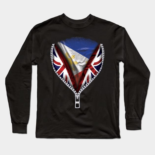 Filipino Flag  Philippines Flag zipped British Flag - Gift for Filipino From Philippines Long Sleeve T-Shirt by Country Flags